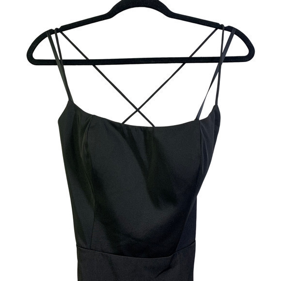 LA FEMME Black Flutter Slit Trumpet Gown - NWT - Picture 4 of 15